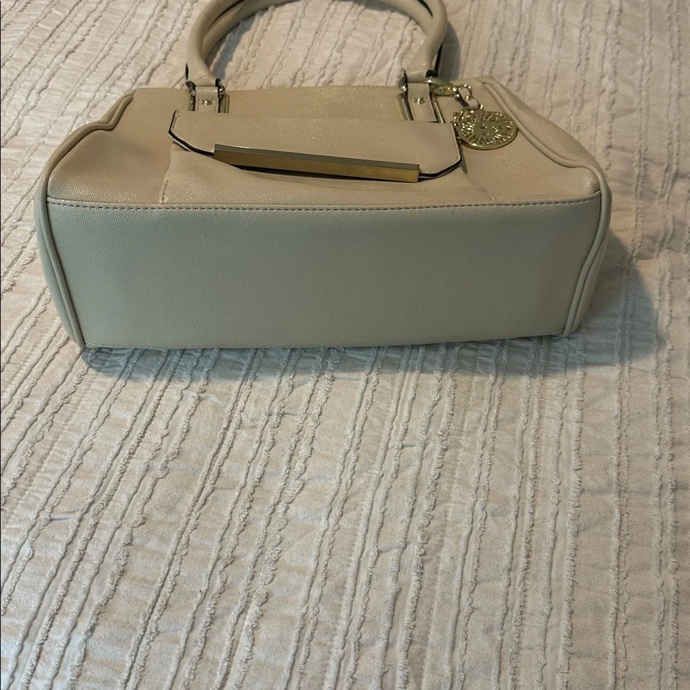 Anne Klein Ivory Shoulder Purse with Gold Details
